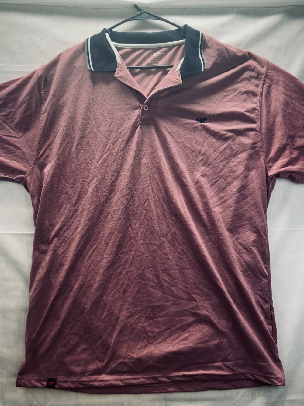 Red Rhino Men's Polo Shirt in Dusty Rose with Contrast Collar Sz 3XL